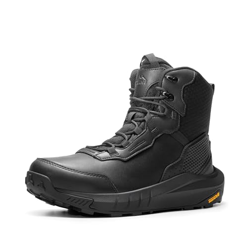 NORTIV 8 Men's Waterproof Tactical Work Boots Leather | Lightweight Cushion Sole Non-Slip Combat Boots with Arch Support for Military Motorcycle Hiking HydroRange
