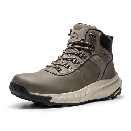 NORTIV 8 Men's Waterproof Leather Hiking Boots | Lightweight Non-Slip Work Boots for Warehouse, Yard, Landscaping and Delivery DriftShield