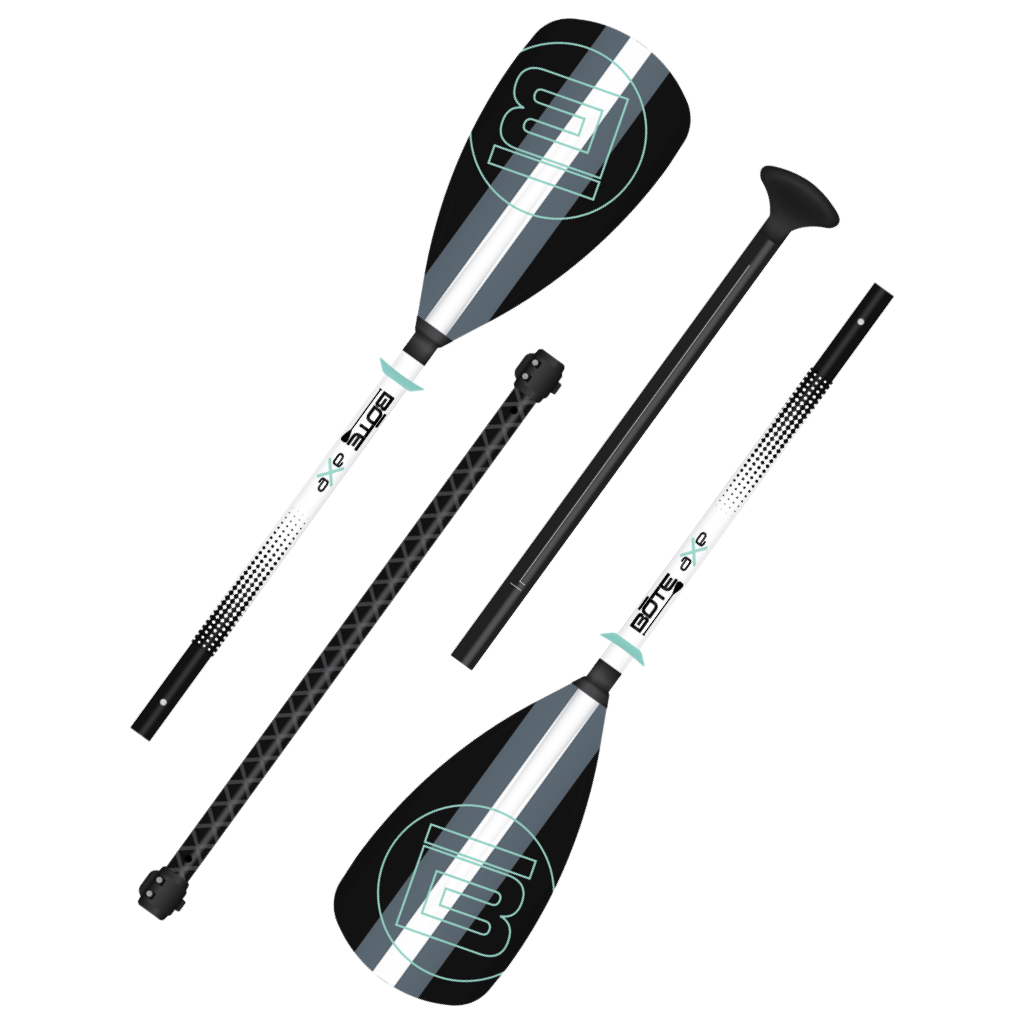 4-Piece Hybrid Adjustable Fiberglass Paddle Black by Bote, available through BOTE