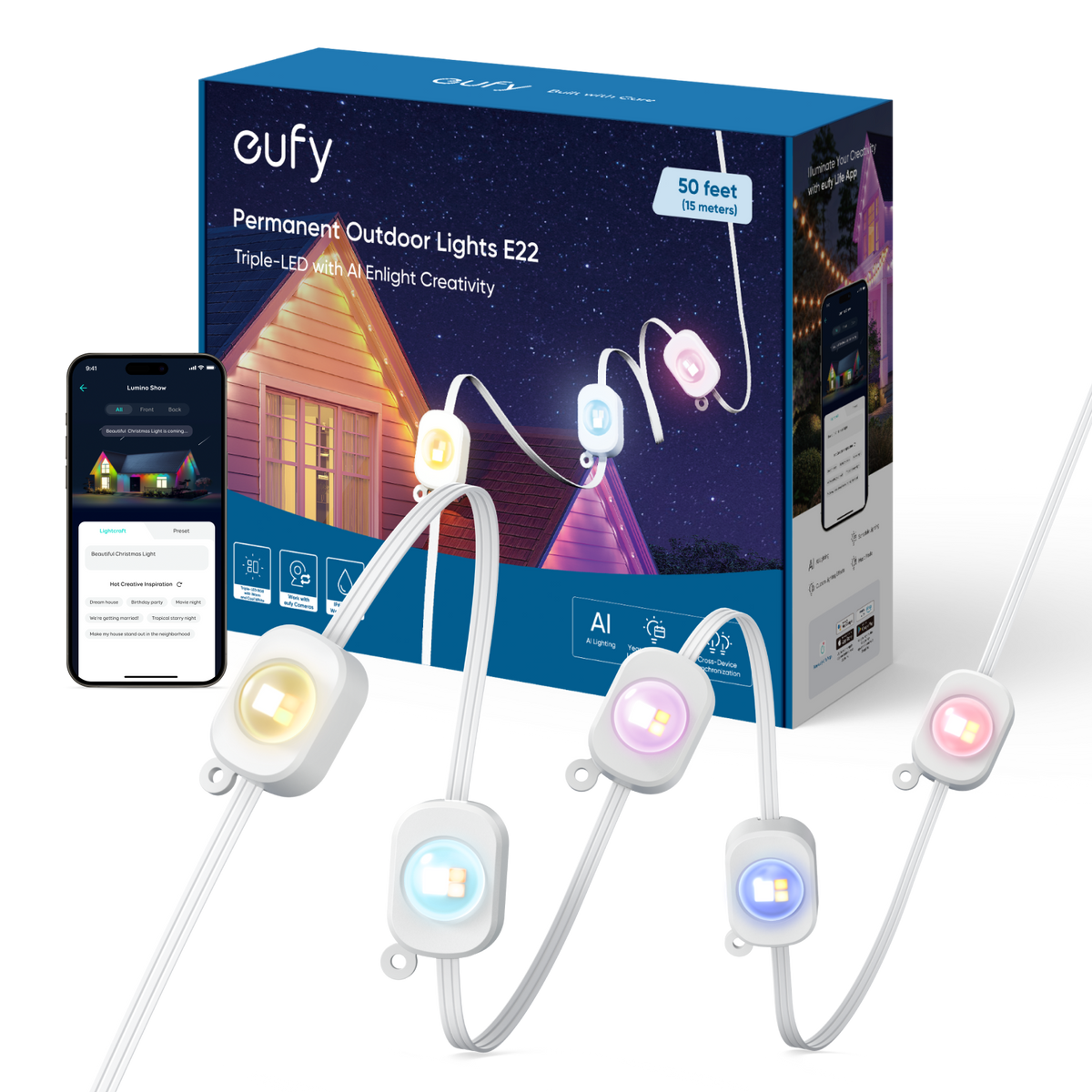 eufy Permanent Outdoor Lights E22, 50 ft 50ft