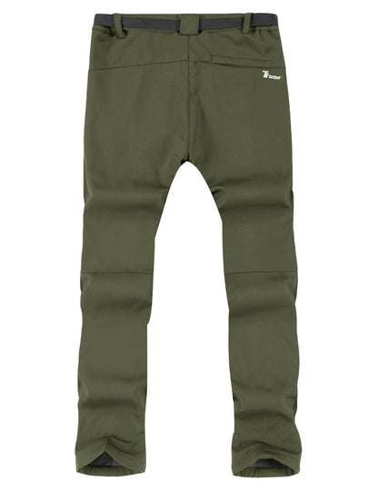TBMPOY Men's Snow Ski Hiking Pants Waterproof Winter Fleece Lined Pants Camping Skiing Ice Fishing Pants with Belt