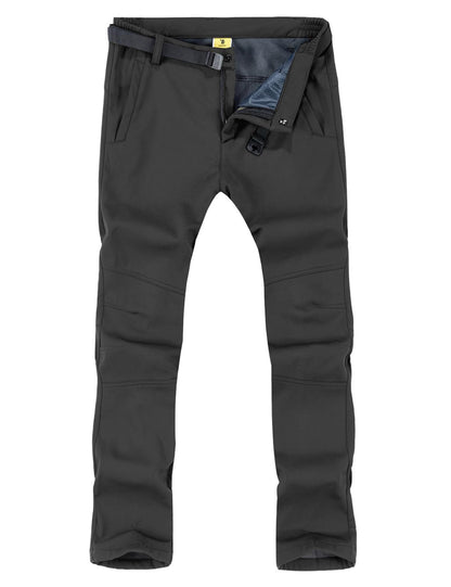 TBMPOY Men's Snow Ski Hiking Pants Waterproof Winter Fleece Lined Pants Camping Skiing Ice Fishing Pants with Belt