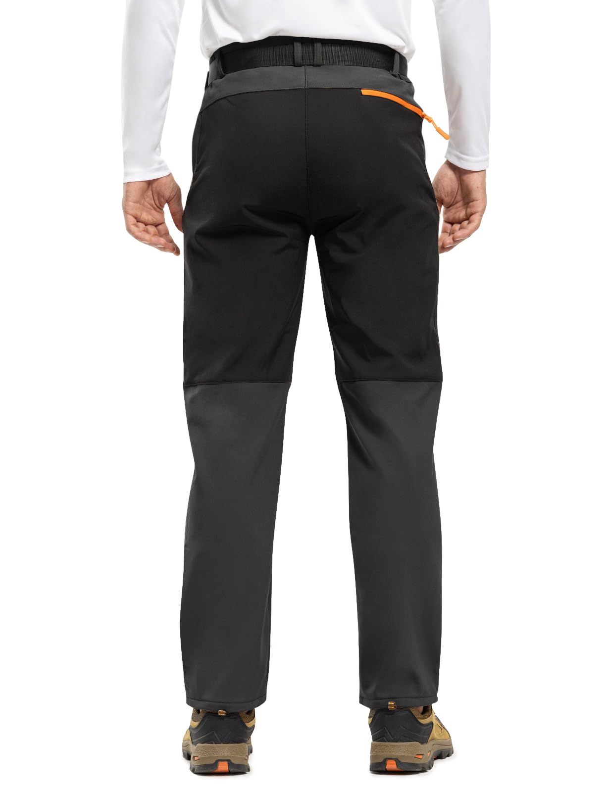 TBMPOY Men's Snow Ski Hiking Pants Waterproof Winter Fleece Lined Pants Camping Skiing Ice Fishing Pants with Belt