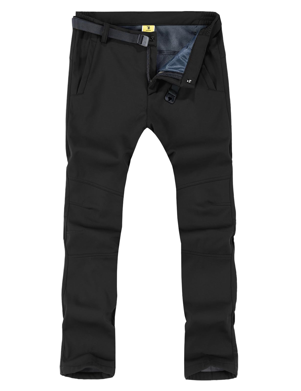 TBMPOY Men's Snow Ski Hiking Pants Waterproof Winter Fleece Lined Pants Camping Skiing Ice Fishing Pants with Belt