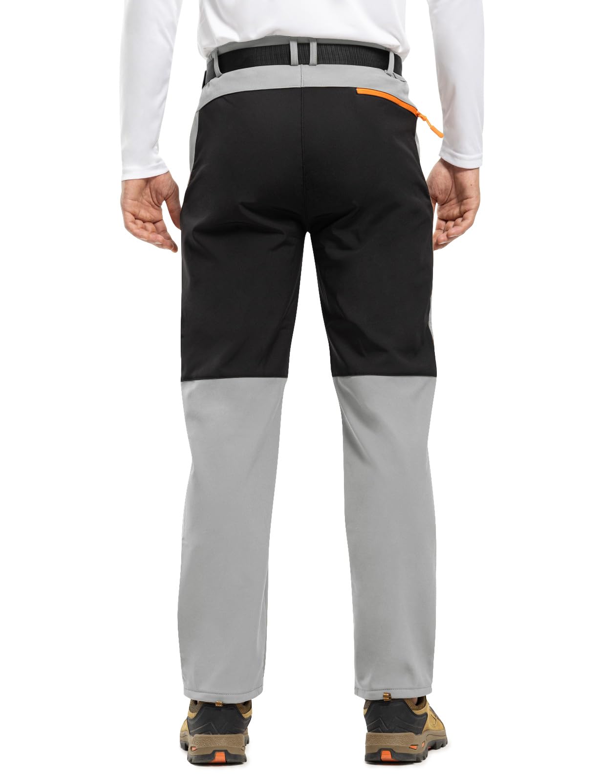 TBMPOY Men's Snow Ski Hiking Pants Waterproof Winter Fleece Lined Pants Camping Skiing Ice Fishing Pants with Belt