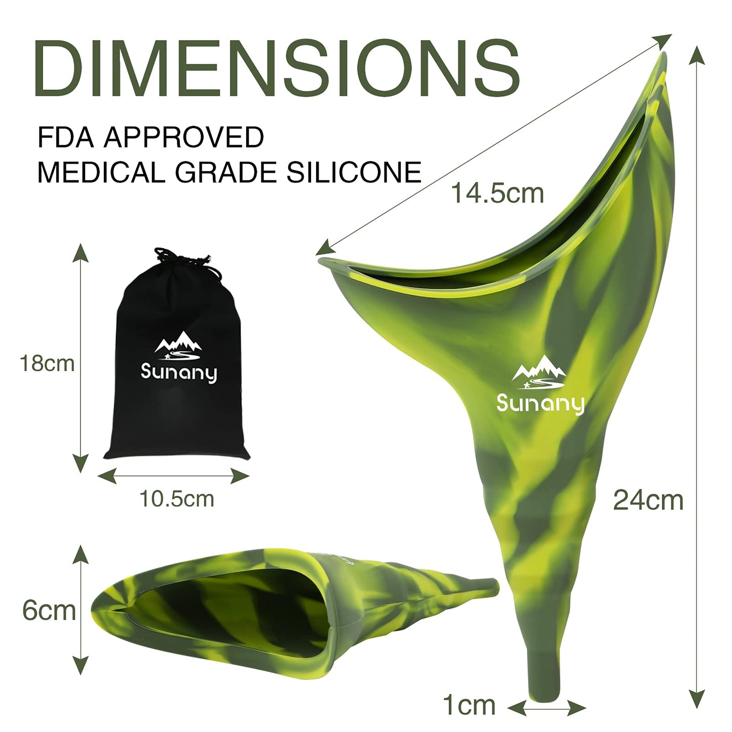 Female Urination Device,Reusable Silicone Female Urinal Foolproof Women Pee Funnel Allows Women to Pee Standing Up,Women's Urinal with Drawstring Bags is The Perfect Companion for Travel and Outdoor