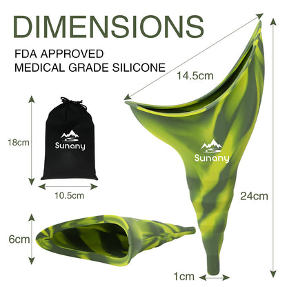 Female Urination Device,Reusable Silicone Female Urinal Foolproof Women Pee Funnel Allows Women to Pee Standing Up,Women's Urinal with Drawstring Bags is The Perfect Companion for Travel and Outdoor