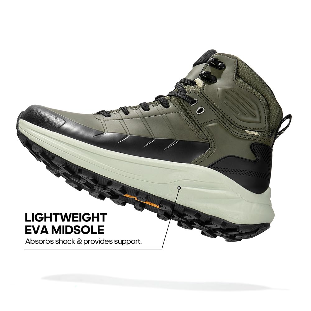 NORTIV 8 Men's Waterproof Hiking Boots Lightweight Non-Slip Outdoor Ankle Trekking Boots Expedition