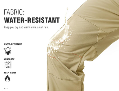 TBMPOY Men's Snow Ski Hiking Pants Waterproof Winter Fleece Lined Pants Camping Skiing Ice Fishing Pants with Belt