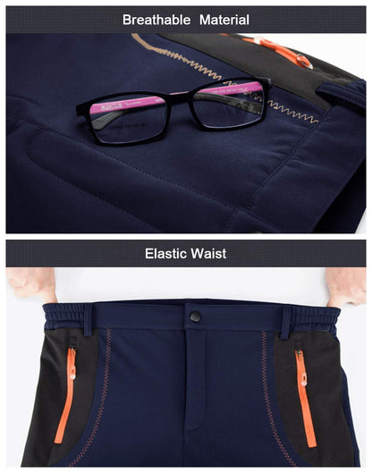 TBMPOY Men's Snow Ski Hiking Pants Waterproof Winter Fleece Lined Pants Camping Skiing Ice Fishing Pants with Belt