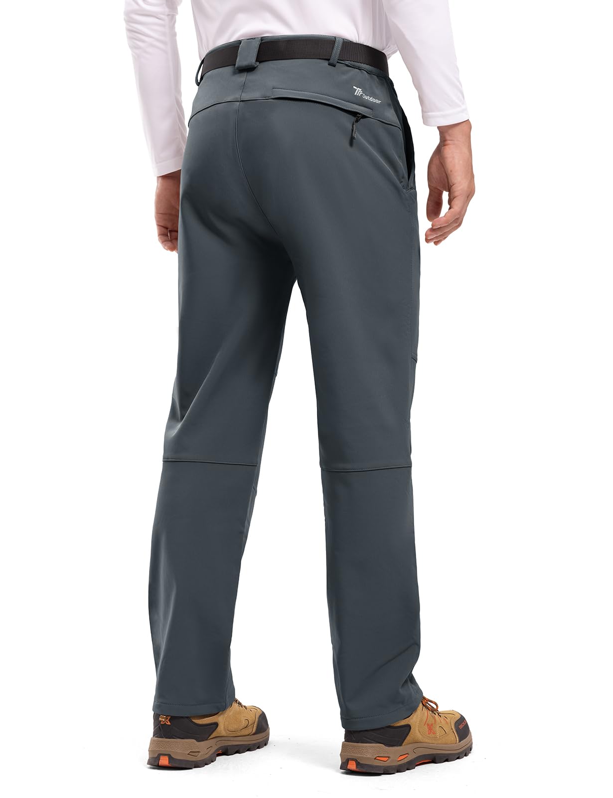 TBMPOY Men's Snow Ski Hiking Pants Waterproof Winter Fleece Lined Pants Camping Skiing Ice Fishing Pants with Belt