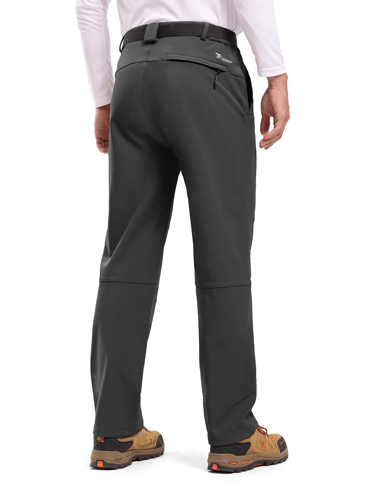 TBMPOY Men's Snow Ski Hiking Pants Waterproof Winter Fleece Lined Pants Camping Skiing Ice Fishing Pants with Belt