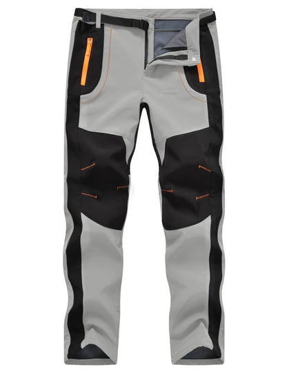 TBMPOY Men's Snow Ski Hiking Pants Waterproof Winter Fleece Lined Pants Camping Skiing Ice Fishing Pants with Belt