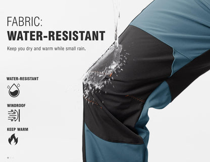 TBMPOY Men's Snow Ski Hiking Pants Waterproof Winter Fleece Lined Pants Camping Skiing Ice Fishing Pants with Belt