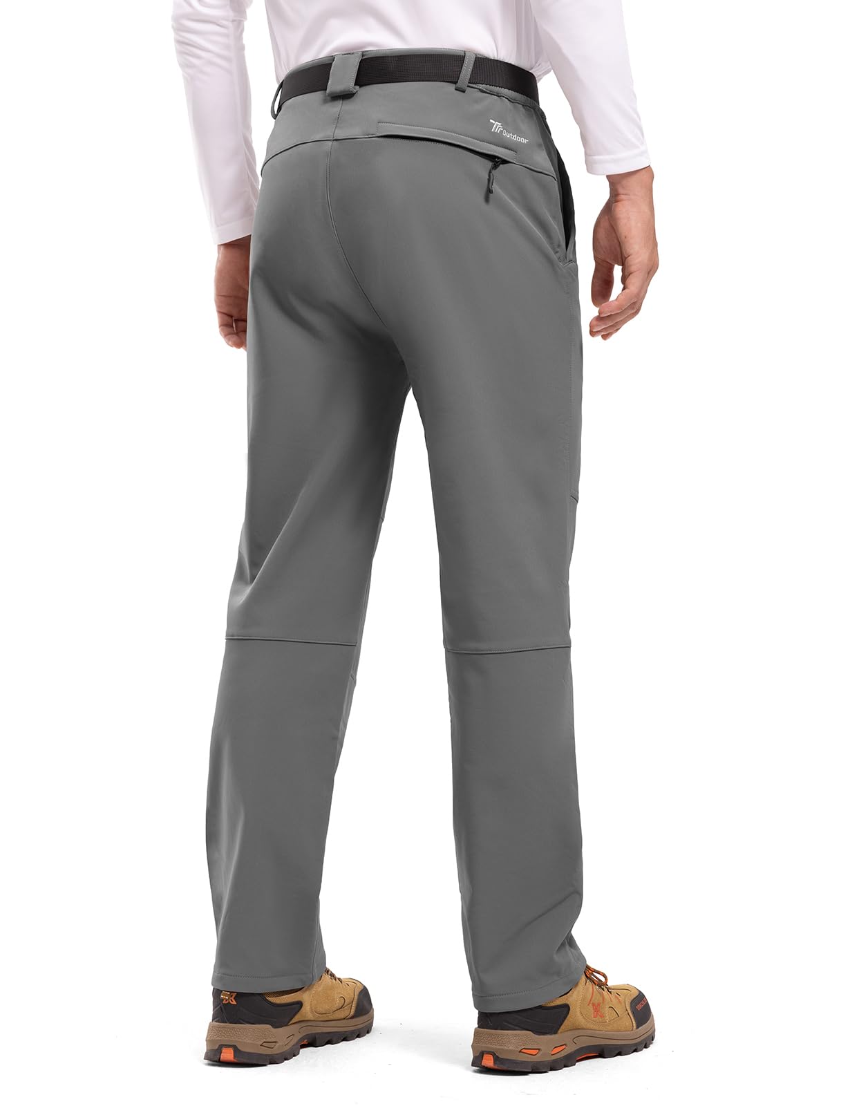 TBMPOY Men's Snow Ski Hiking Pants Waterproof Winter Fleece Lined Pants Camping Skiing Ice Fishing Pants with Belt