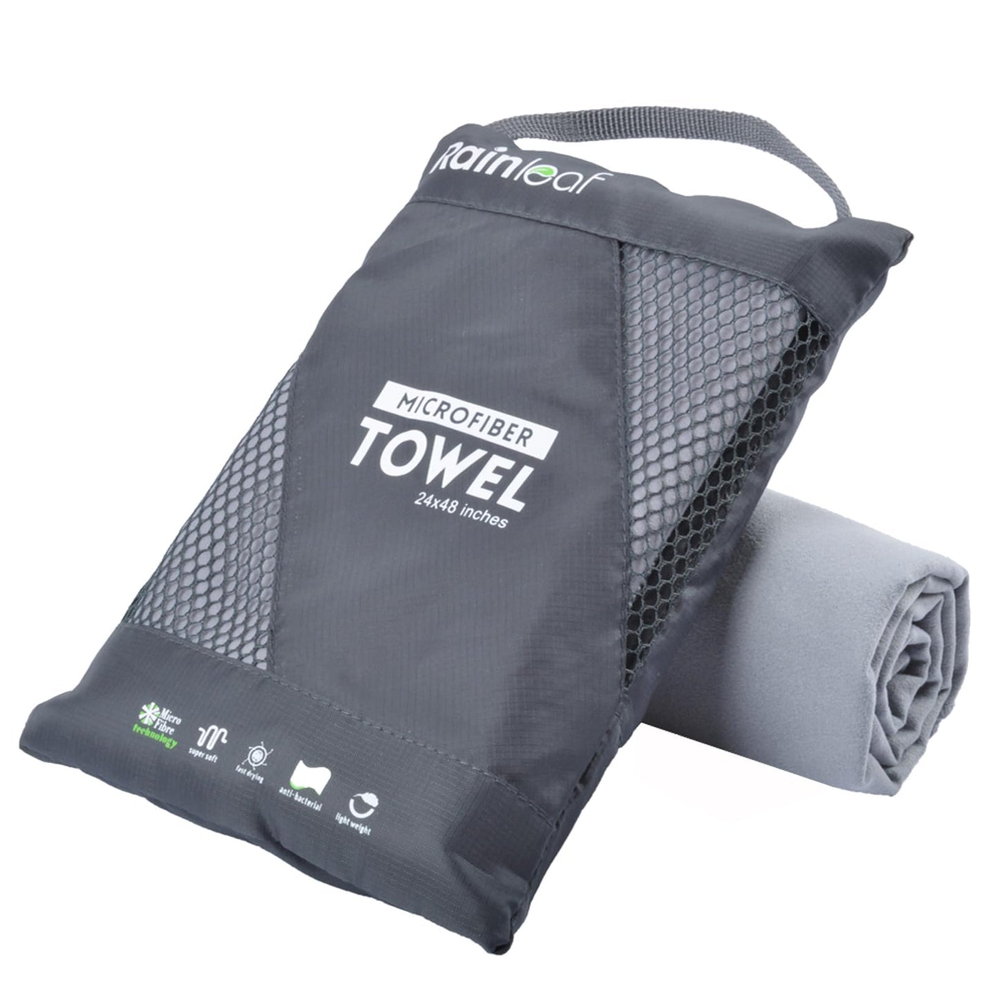 Rainleaf Microfiber Towel Perfect Travel & Gym & Camping Towel. Quick Dry - Super Absorbent - Ultra Compact - Lightweight. Suitable for Trip, Beach, Shower, Backpacking, Pool