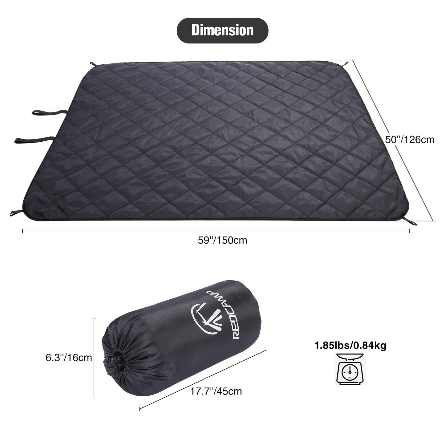 REDCAMP Large Camping Blanket with Sherpa Lining, Cold Weather Warm Outdoor Blanket Windproof for Camping Stadium, Machine Washable 59"x 79"