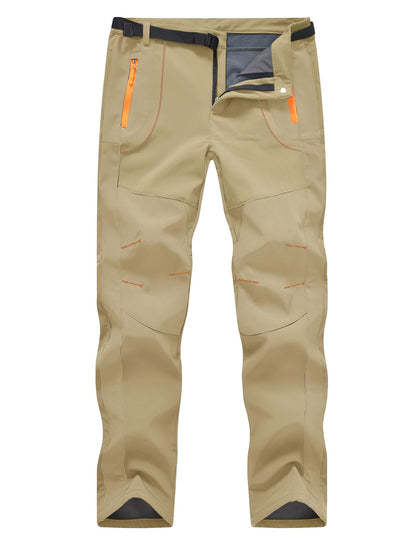 TBMPOY Men's Snow Ski Hiking Pants Waterproof Winter Fleece Lined Pants Camping Skiing Ice Fishing Pants with Belt