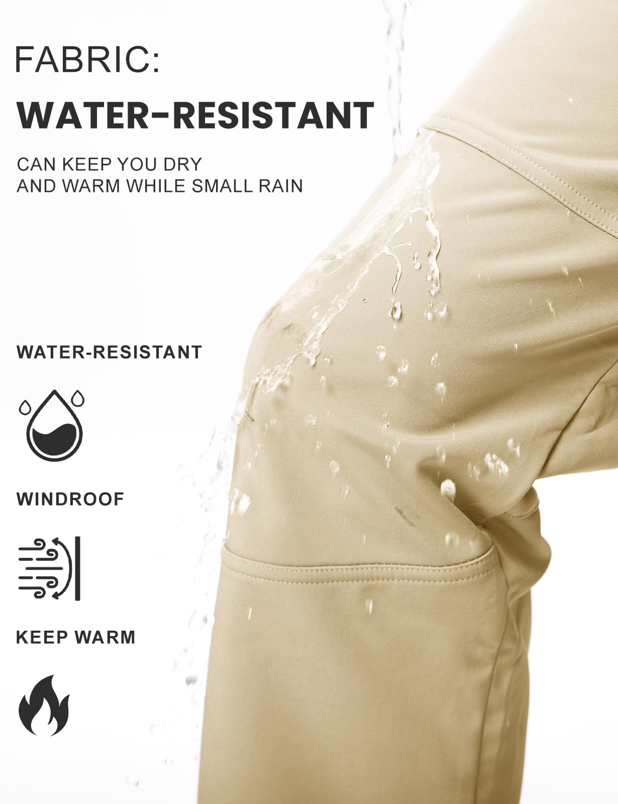 TBMPOY Men's Snow Ski Hiking Pants Waterproof Winter Fleece Lined Pants Camping Skiing Ice Fishing Pants with Belt