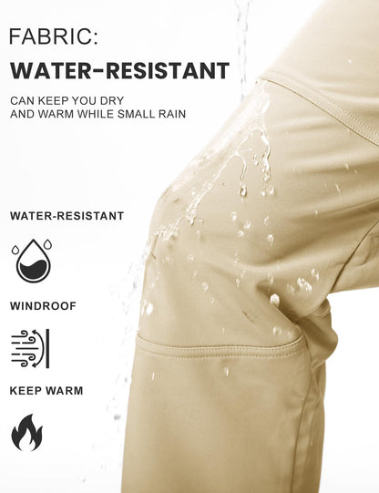 TBMPOY Men's Snow Ski Hiking Pants Waterproof Winter Fleece Lined Pants Camping Skiing Ice Fishing Pants with Belt