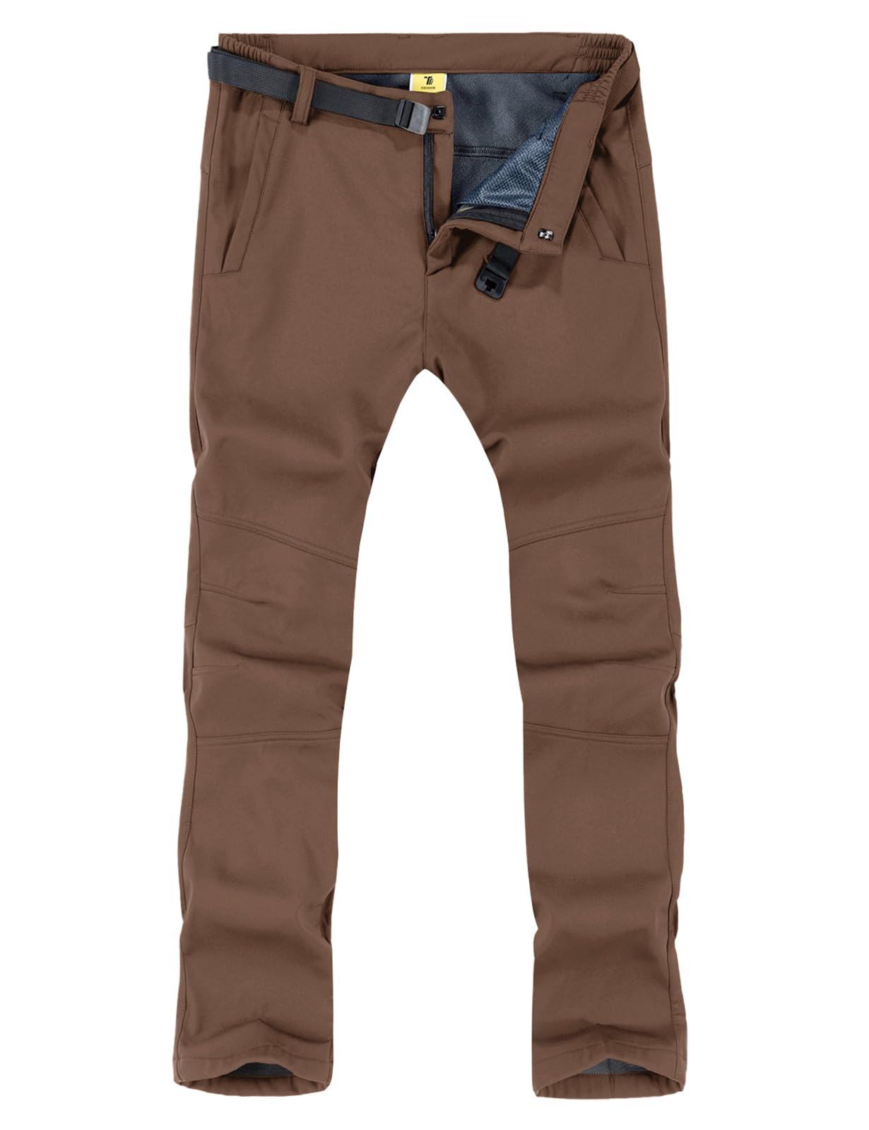TBMPOY Men's Snow Ski Hiking Pants Waterproof Winter Fleece Lined Pants Camping Skiing Ice Fishing Pants with Belt