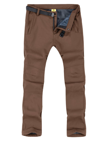 TBMPOY Men's Snow Ski Hiking Pants Waterproof Winter Fleece Lined Pants Camping Skiing Ice Fishing Pants with Belt