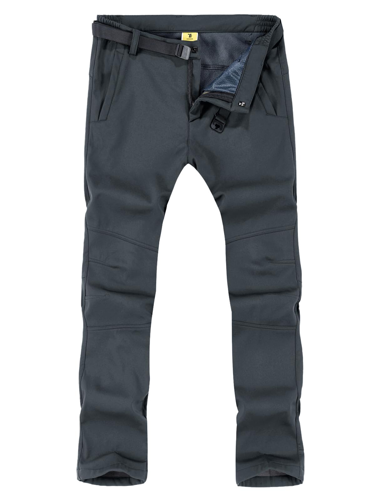 TBMPOY Men's Snow Ski Hiking Pants Waterproof Winter Fleece Lined Pants Camping Skiing Ice Fishing Pants with Belt