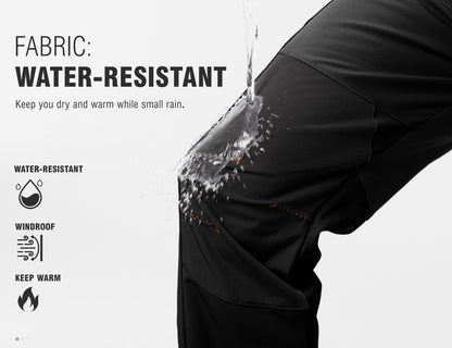 TBMPOY Men's Snow Ski Hiking Pants Waterproof Winter Fleece Lined Pants Camping Skiing Ice Fishing Pants with Belt