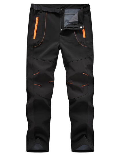 TBMPOY Men's Snow Ski Hiking Pants Waterproof Winter Fleece Lined Pants Camping Skiing Ice Fishing Pants with Belt
