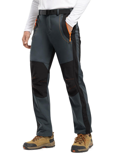 TBMPOY Men's Snow Ski Hiking Pants Waterproof Winter Fleece Lined Pants Camping Skiing Ice Fishing Pants with Belt