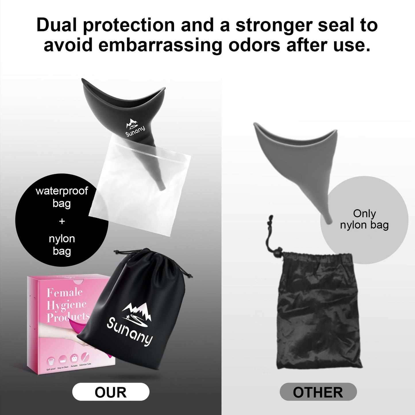 Female Urination Device,Reusable Silicone Female Urinal Foolproof Women Pee Funnel Allows Women to Pee Standing Up,Women's Urinal with Drawstring Bags is The Perfect Companion for Travel and Outdoor
