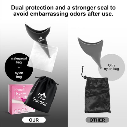Female Urination Device,Reusable Silicone Female Urinal Foolproof Women Pee Funnel Allows Women to Pee Standing Up,Women's Urinal with Drawstring Bags is The Perfect Companion for Travel and Outdoor