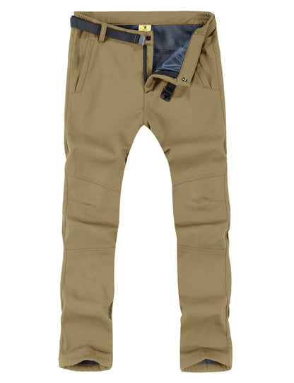 TBMPOY Men's Snow Ski Hiking Pants Waterproof Winter Fleece Lined Pants Camping Skiing Ice Fishing Pants with Belt