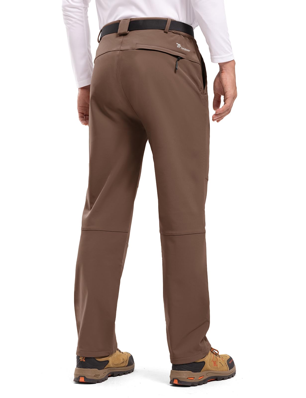 TBMPOY Men's Snow Ski Hiking Pants Waterproof Winter Fleece Lined Pants Camping Skiing Ice Fishing Pants with Belt