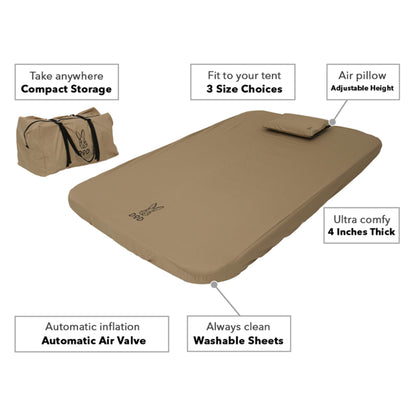 DOD Soto Sleeping Pad for Camping - Extra Thick Self-Inflating Camping - Mattress and Camping Pillow - Tan - Medium