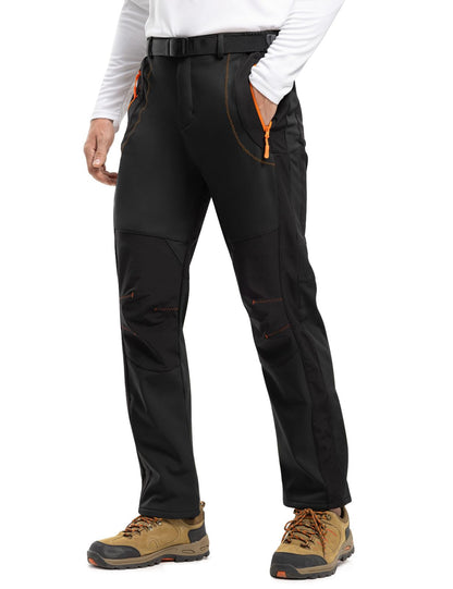 TBMPOY Men's Snow Ski Hiking Pants Waterproof Winter Fleece Lined Pants Camping Skiing Ice Fishing Pants with Belt