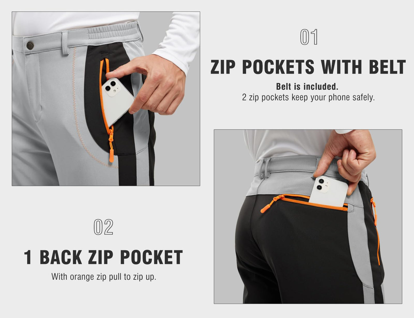 TBMPOY Men's Snow Ski Hiking Pants Waterproof Winter Fleece Lined Pants Camping Skiing Ice Fishing Pants with Belt