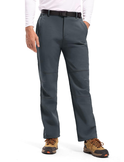 TBMPOY Men's Snow Ski Hiking Pants Waterproof Winter Fleece Lined Pants Camping Skiing Ice Fishing Pants with Belt