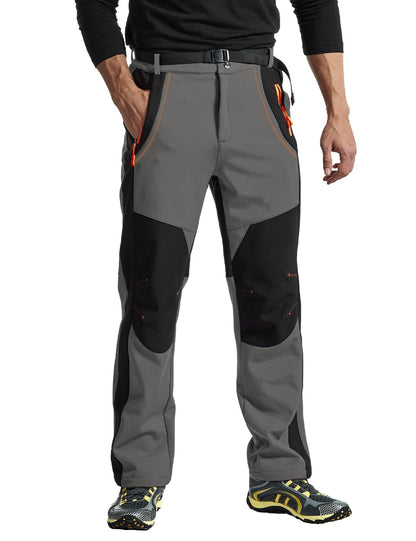 TBMPOY Men's Snow Ski Hiking Pants Waterproof Winter Fleece Lined Pants Camping Skiing Ice Fishing Pants with Belt