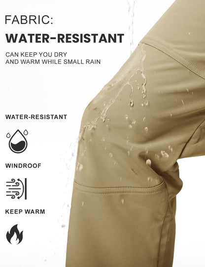 TBMPOY Men's Snow Ski Hiking Pants Waterproof Winter Fleece Lined Pants Camping Skiing Ice Fishing Pants with Belt