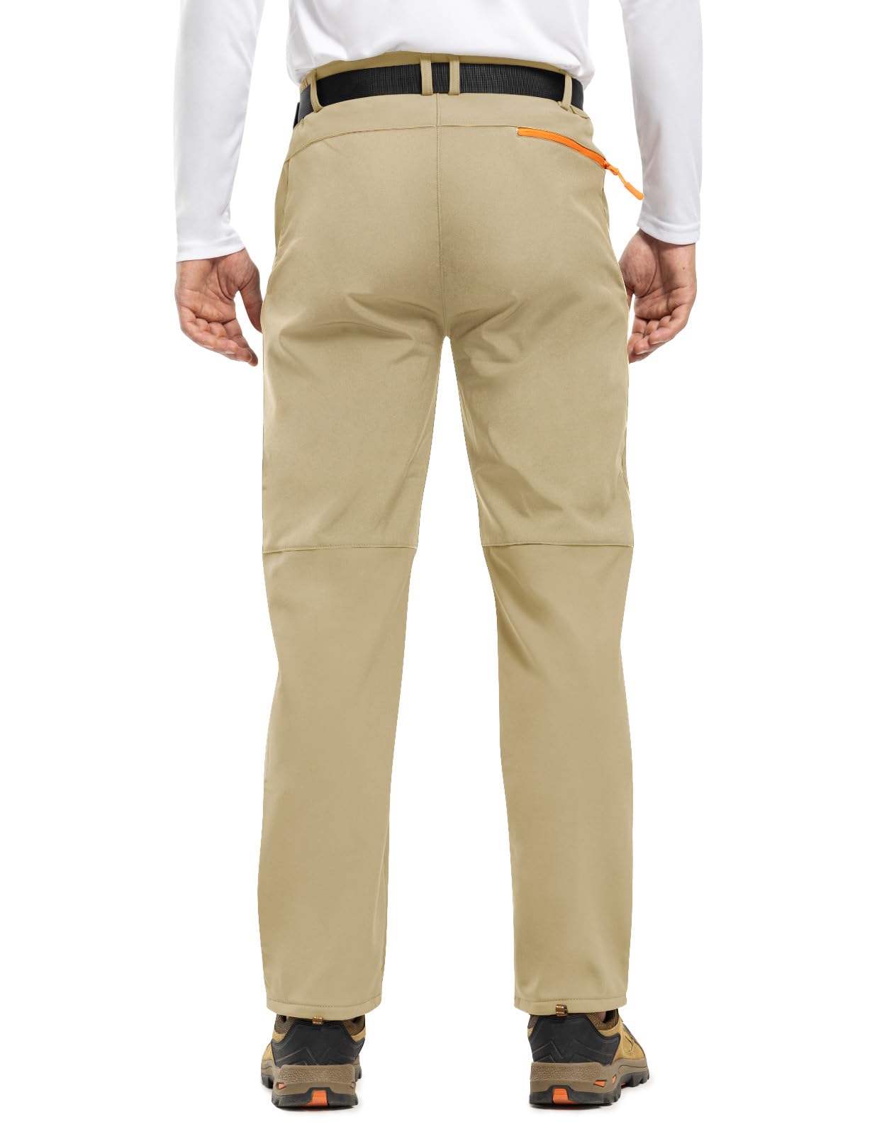 TBMPOY Men's Snow Ski Hiking Pants Waterproof Winter Fleece Lined Pants Camping Skiing Ice Fishing Pants with Belt