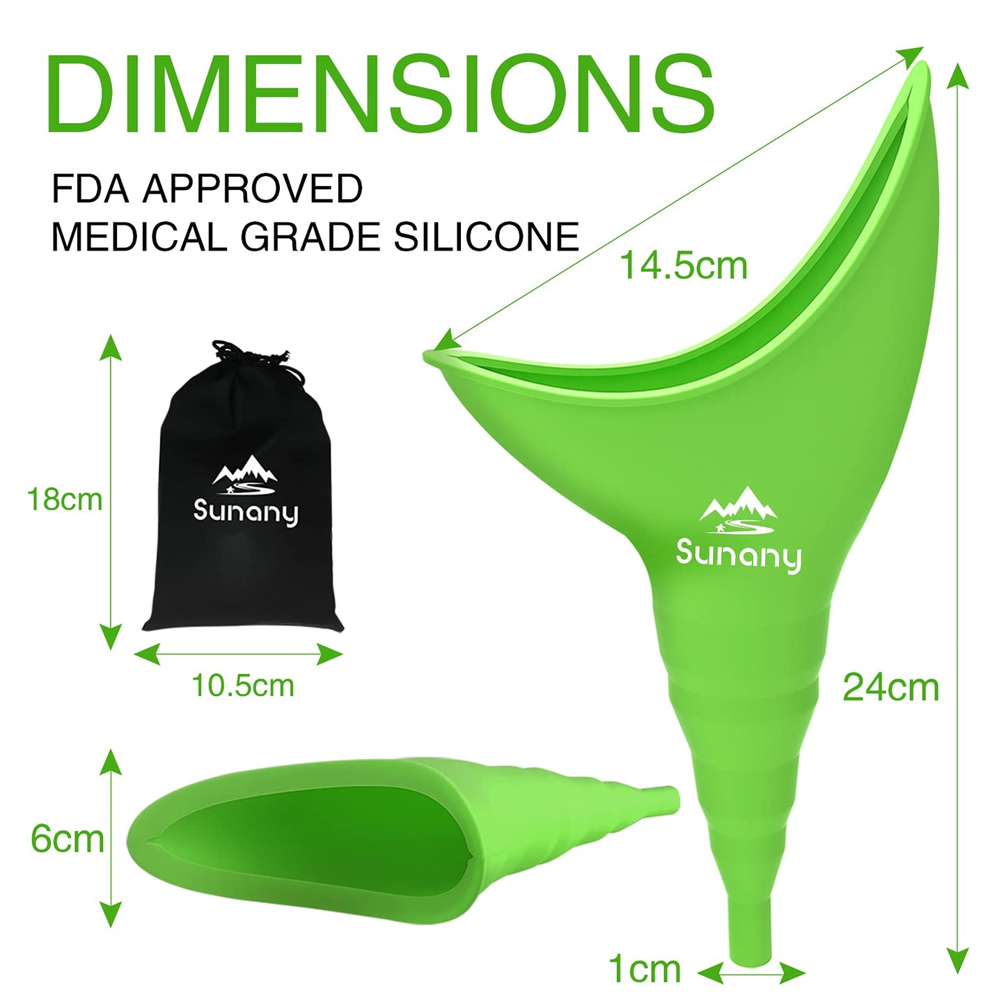 Female Urination Device,Reusable Silicone Female Urinal Foolproof Women Pee Funnel Allows Women to Pee Standing Up,Women's Urinal with Drawstring Bags is The Perfect Companion for Travel and Outdoor