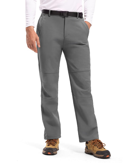 TBMPOY Men's Snow Ski Hiking Pants Waterproof Winter Fleece Lined Pants Camping Skiing Ice Fishing Pants with Belt