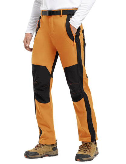 TBMPOY Men's Snow Ski Hiking Pants Waterproof Winter Fleece Lined Pants Camping Skiing Ice Fishing Pants with Belt