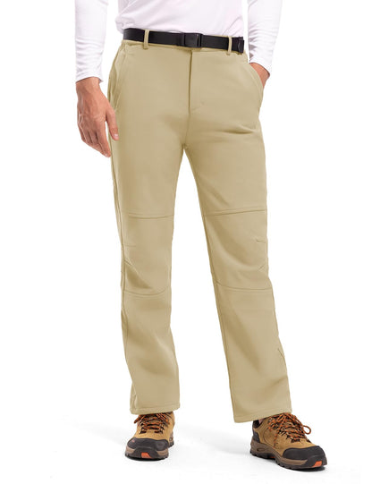 TBMPOY Men's Snow Ski Hiking Pants Waterproof Winter Fleece Lined Pants Camping Skiing Ice Fishing Pants with Belt