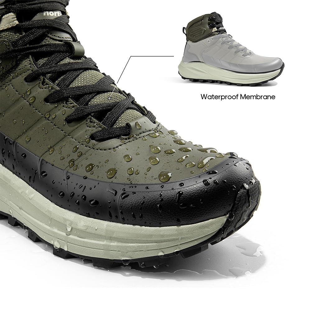 NORTIV 8 Men's Waterproof Hiking Boots Lightweight Non-Slip Outdoor Ankle Trekking Boots Expedition