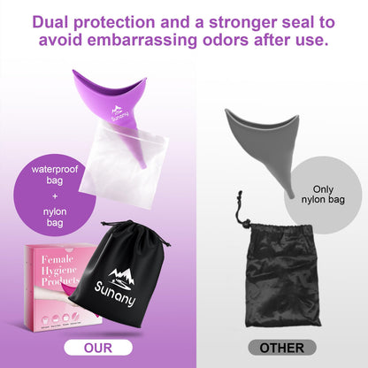 Female Urination Device,Reusable Silicone Female Urinal Foolproof Women Pee Funnel Allows Women to Pee Standing Up,Women's Urinal with Drawstring Bags is The Perfect Companion for Travel and Outdoor