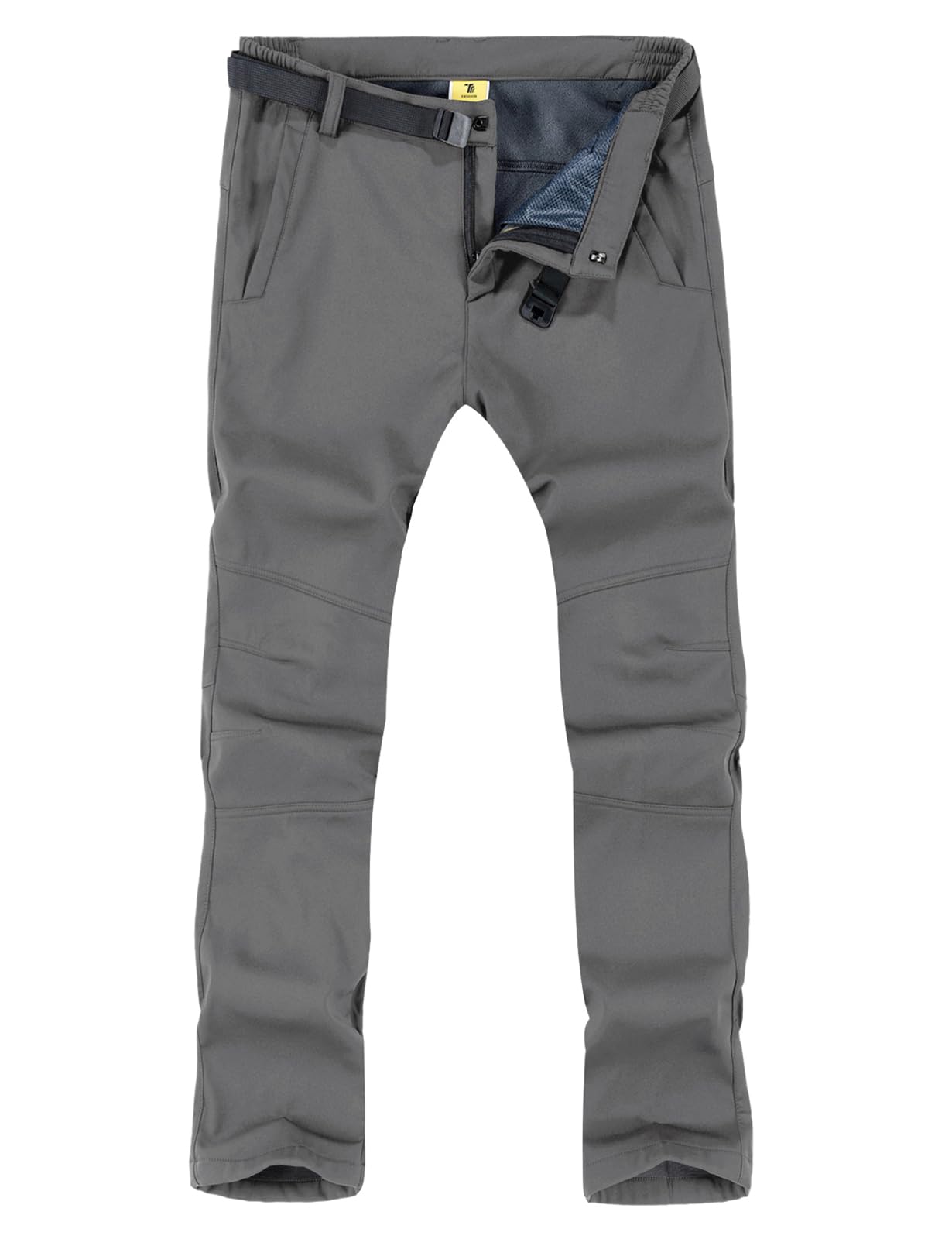 TBMPOY Men's Snow Ski Hiking Pants Waterproof Winter Fleece Lined Pants Camping Skiing Ice Fishing Pants with Belt