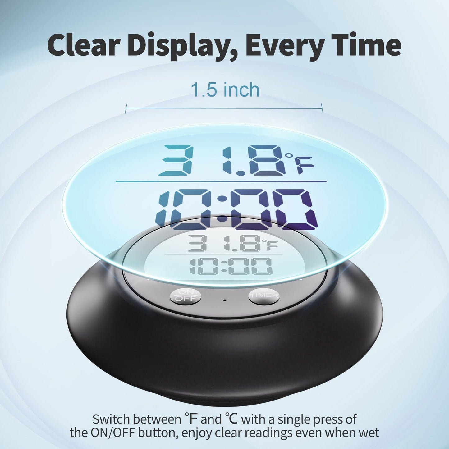 Silicone Cover Ice Bath Thermometer with Timer, Waterproof Floating Cold Plunge Thermometer, Water Thermometer for Ice Bath Tub Accurate Recovery(Black)