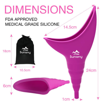 Female Urination Device,Reusable Silicone Female Urinal Foolproof Women Pee Funnel Allows Women to Pee Standing Up,Women's Urinal with Drawstring Bags is The Perfect Companion for Travel and Outdoor